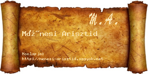 Ménesi Arisztid névjegykártya